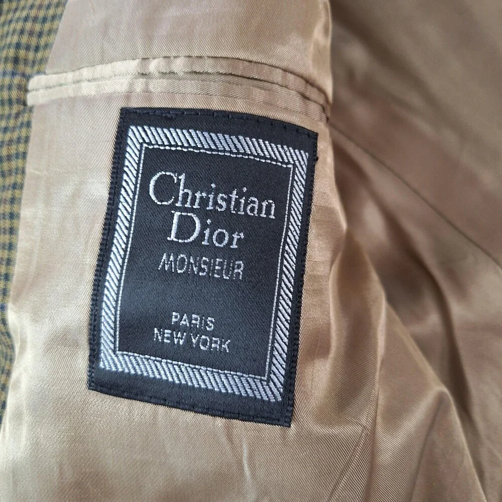 Vintage Christian Dior Monsieur Blazer Mens 42 Wool Plaid Sport Coat USA 90s